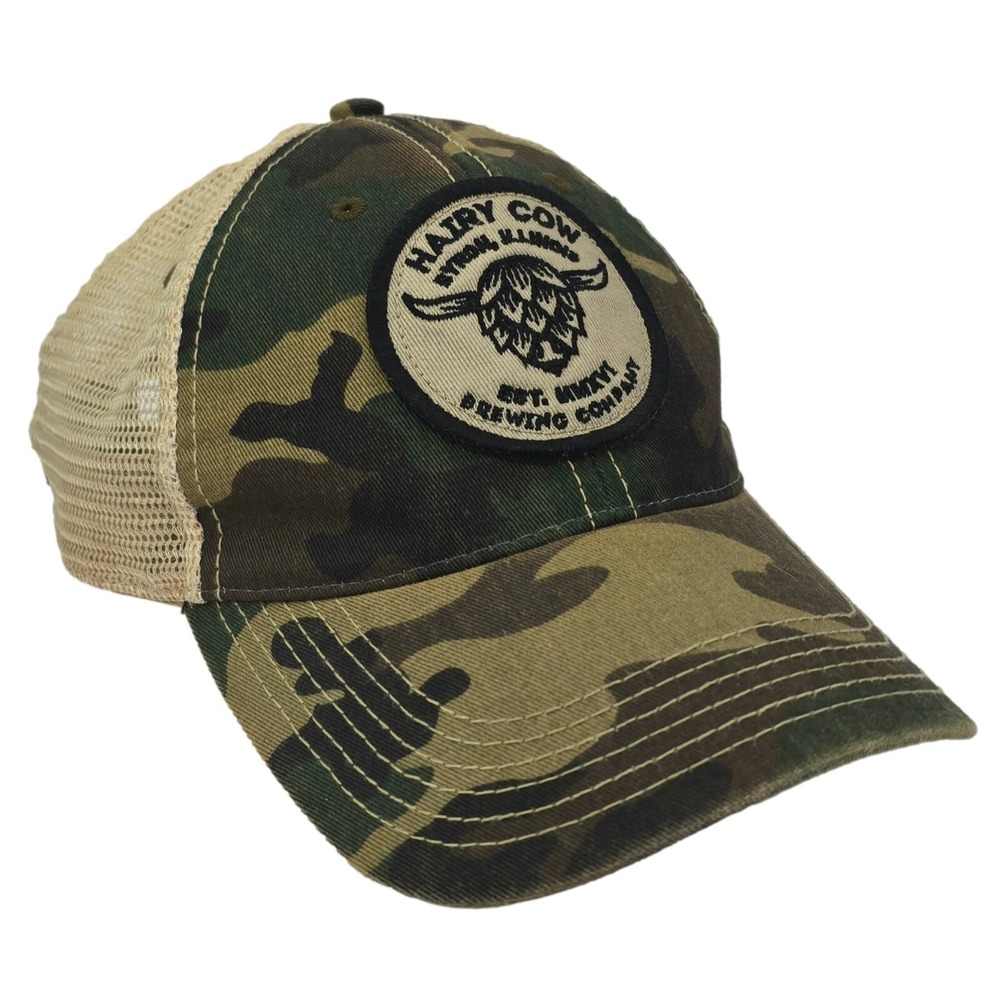 Legacy Hairy Cow Brewing Co Trucker Hat Camo Mesh Snapback Brewery‎ Cap Byron IL